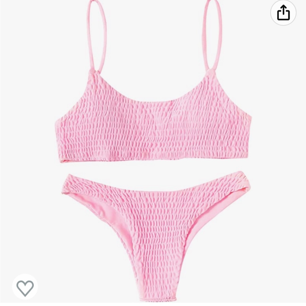 Ribbed swimming suite, solid color, with double straps, cheeky
